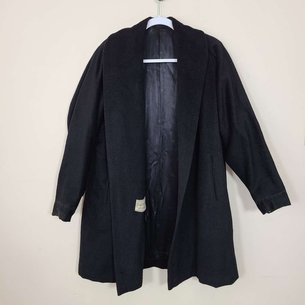 Forstmann Black‎ 100% Virgin Wool Shawl Collar Coat Needs Repairs
